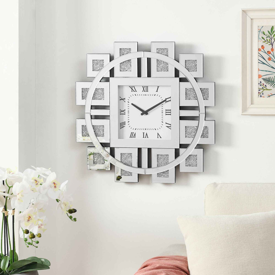 Clocks, 20' Round, Gear Mechanism, Wall Clock, Antique White, Transitional