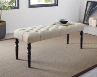 Furnistra Tufted Fabric Dining Bench with Turned Legs, Tan