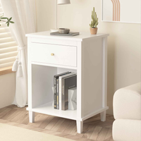 Elegant 26.77" White Wooden Nightstand with Drawer and Shelf