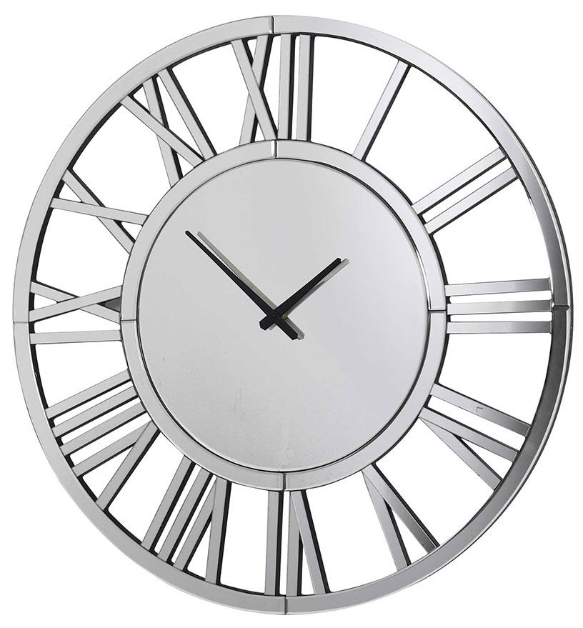 24 Silver Mirrored Wall Clock - Modern Decorative Clock for Living Room USA