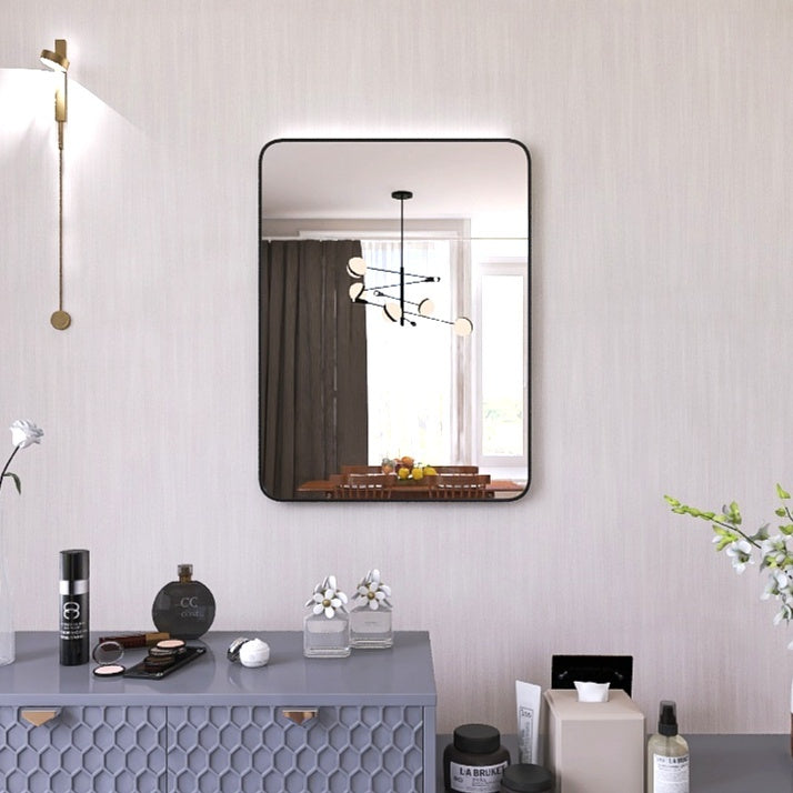 24x32 Inch Decorative Wall Mirror with Black Aluminum Frame USA