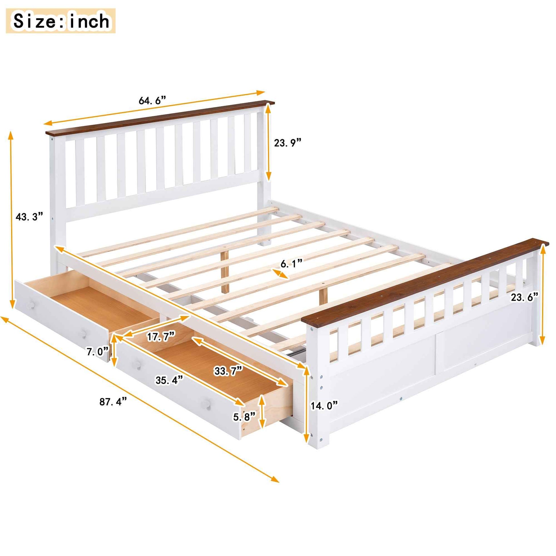 Classic Wood Twin Size Daybed with Trundle, White