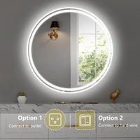 28-Inch Round LED Bathroom Mirror with Dimmable Lighting and Defogging Function USA