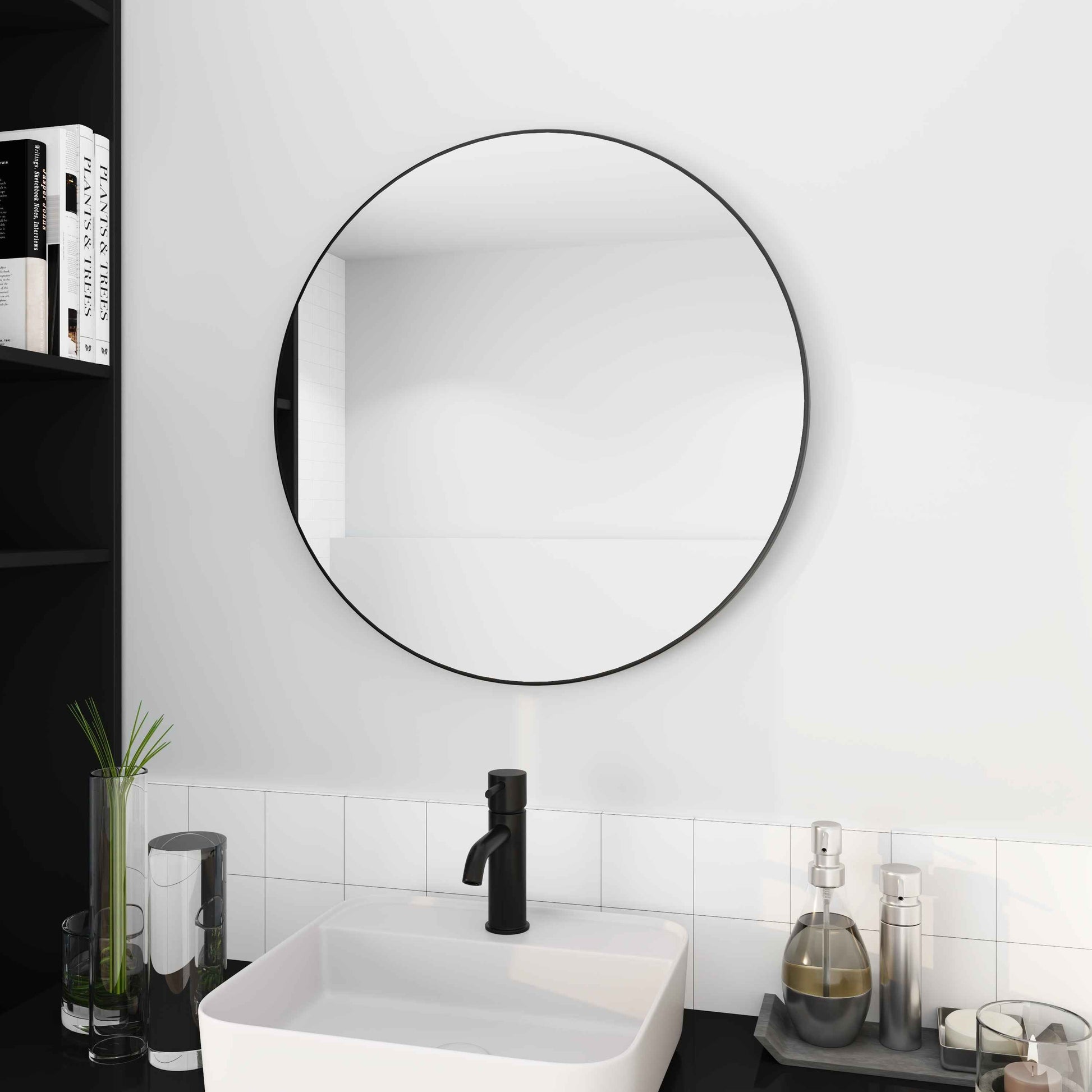 24'  Large Round Black Circular Mirror