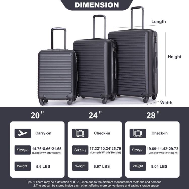 3-Piece Durable Luggage Set In Stylish Charcoal Gray USA