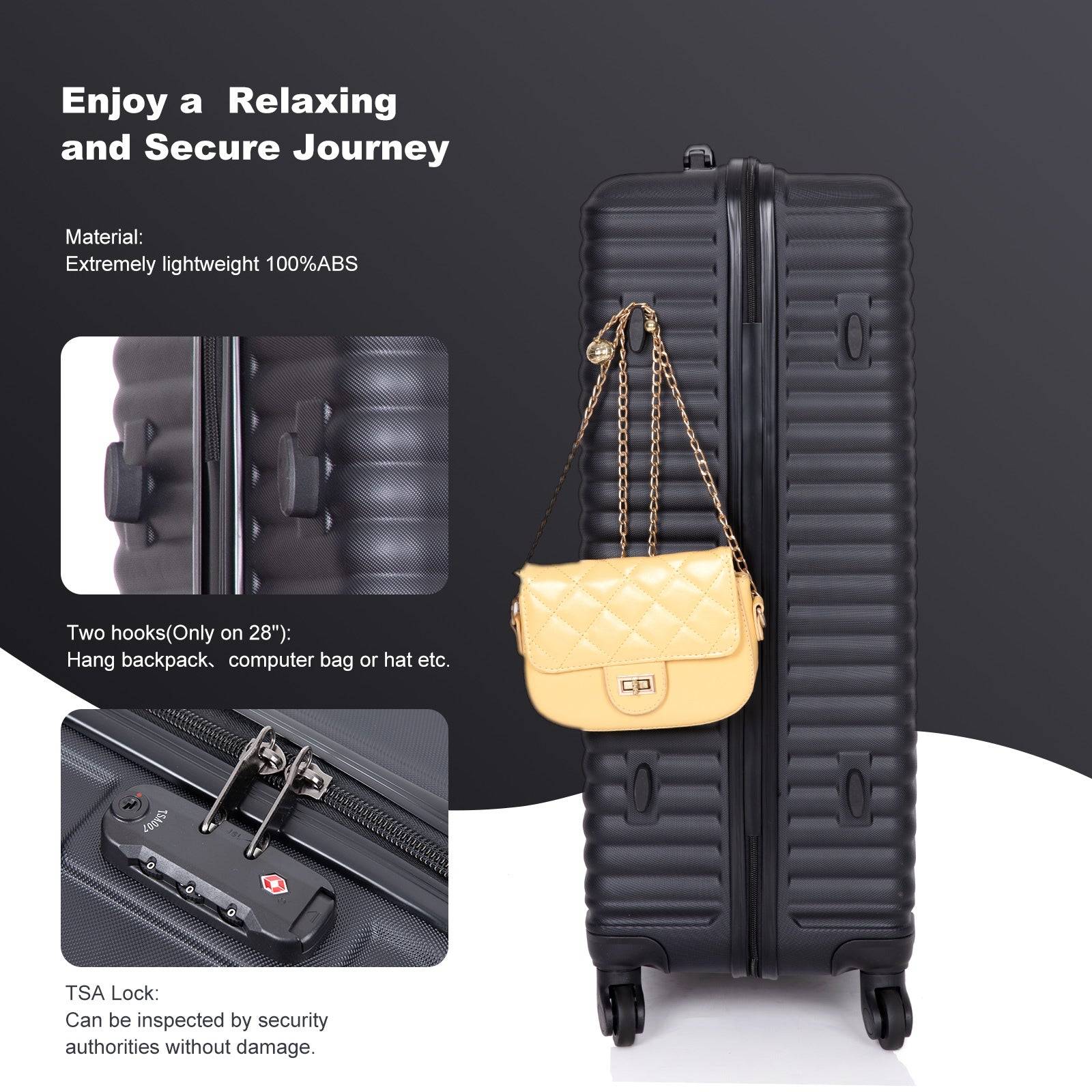 3-Piece Durable Luggage Set In Stylish Charcoal Gray USA