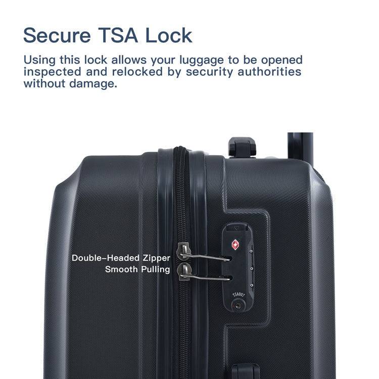 3-Piece Expandable Suitcase Set with TSA Locks - Black Hardside Luggage Travel Bags USA