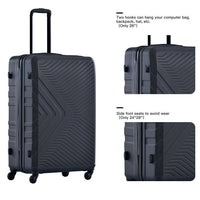 3-Piece Expandable Suitcase Set with TSA Locks - Black Hardside Luggage Travel Bags USA