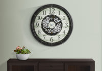 30 Round Oversized Wall Clock with Gear Mechanism - Brown USA