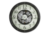 30 Round Oversized Wall Clock with Gear Mechanism - Brown USA