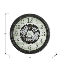 30 Round Oversized Wall Clock with Gear Mechanism - Brown USA