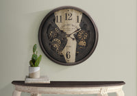 30 Round Wall Clock with Gear Mechanism - Brown - Transitional Design USA