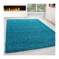 Luxurious Plush Teal Blue Area Rug - Soft, Shaggy Pile for Cozy Living Spaces