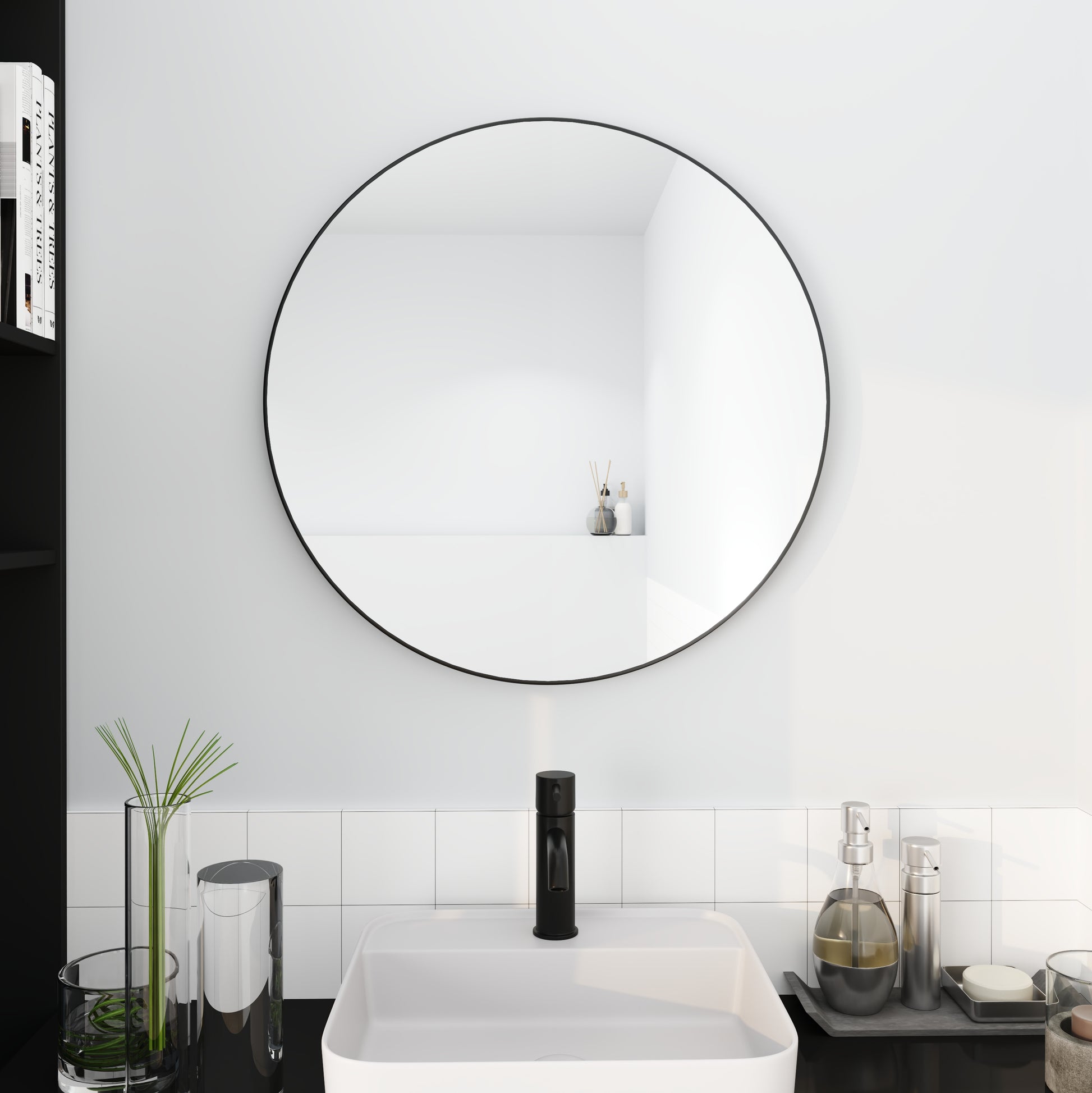 32 x 32 Black Aluminum Framed Decorative Bathroom Mirror USA