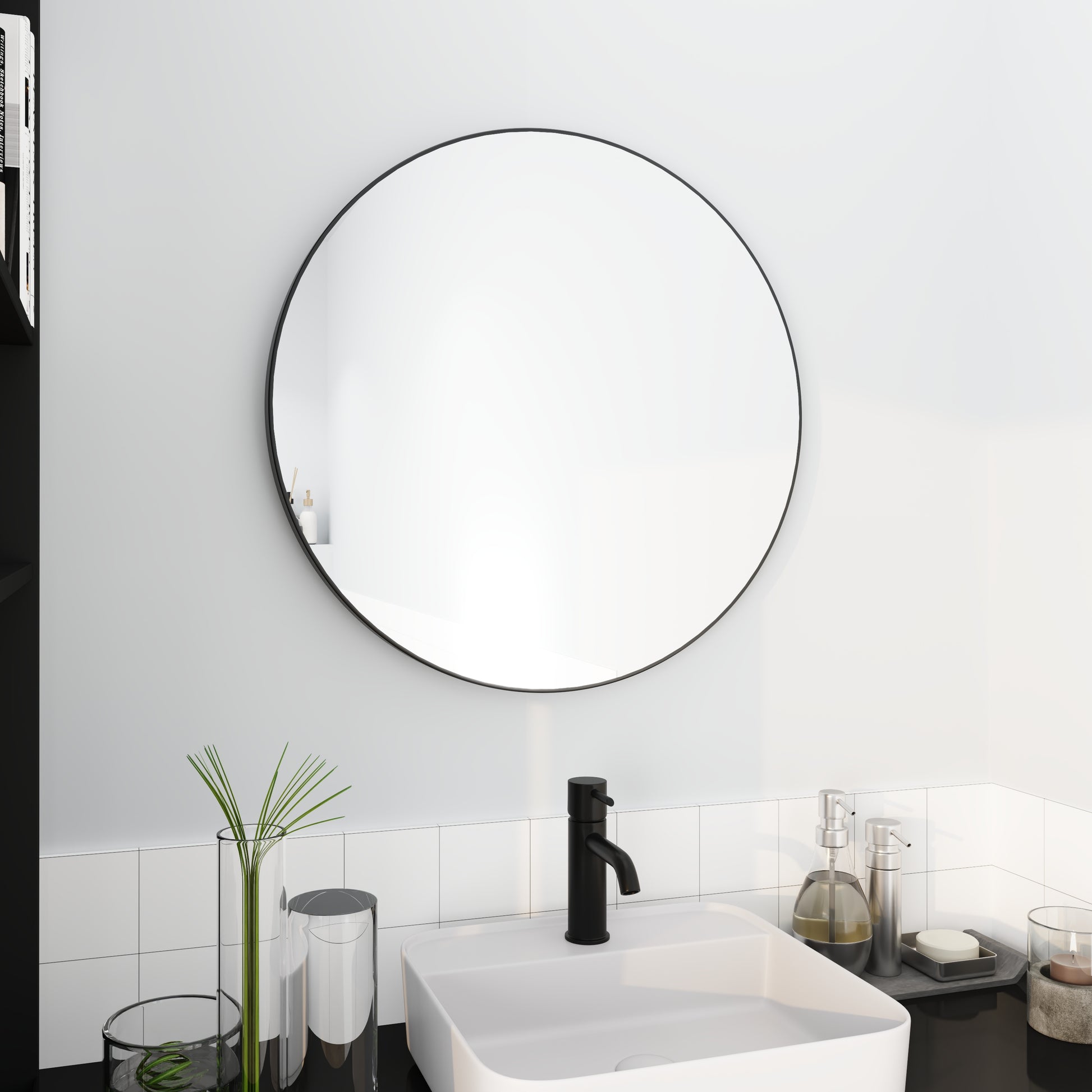 32 x 32 Black Aluminum Framed Decorative Bathroom Mirror USA