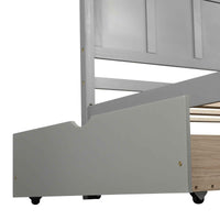 Elegant Platform Storage Bed with Drawers and Wheels, Twin Size, Gray- USA