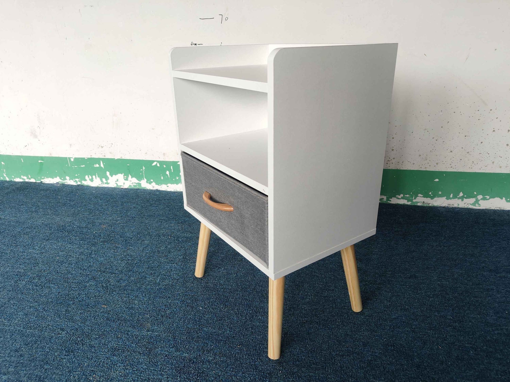 Stylish Retro 2-Drawer Storage Cabinet with Open Shelves