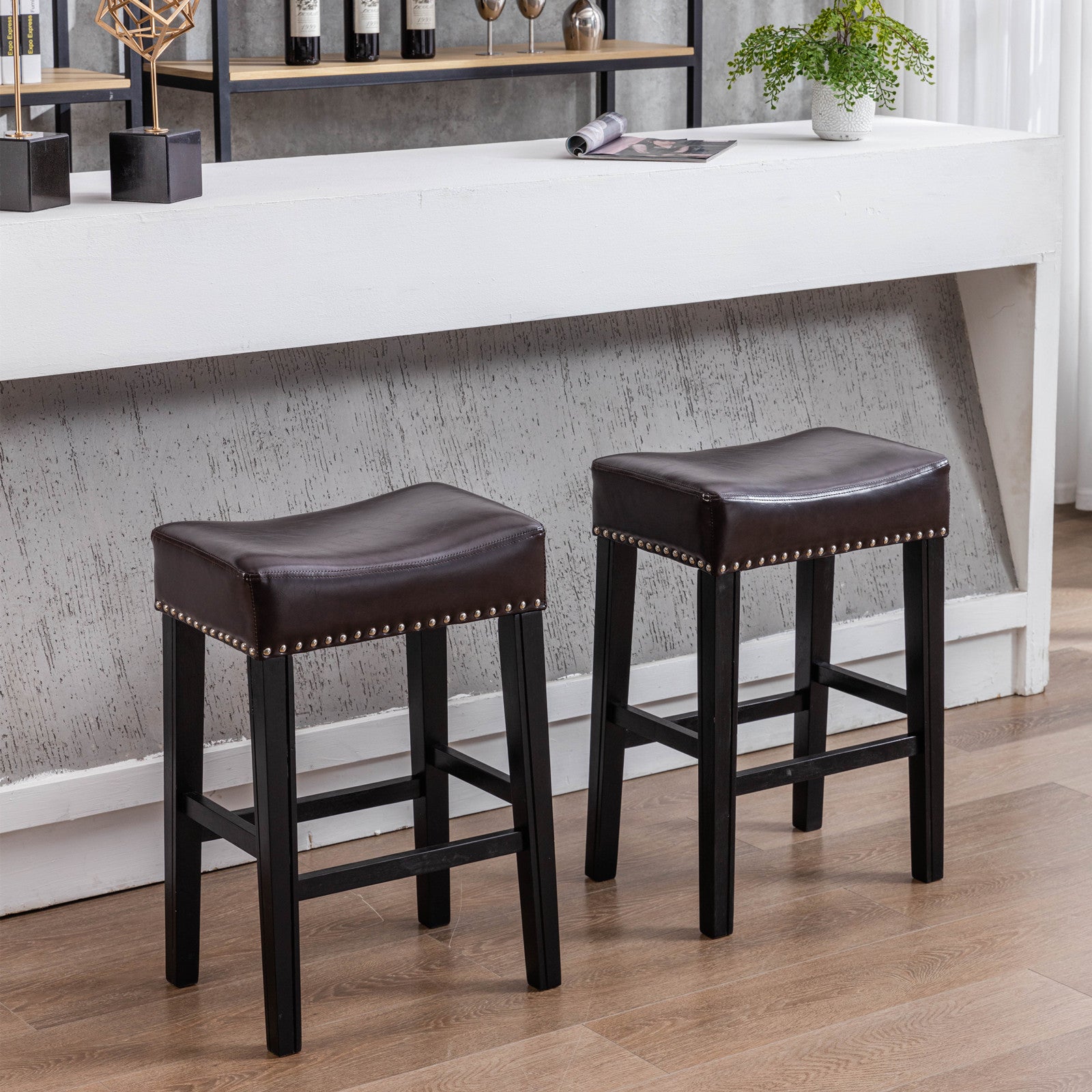 Classic Counter Height Backless Bar Stools (Set of 2)