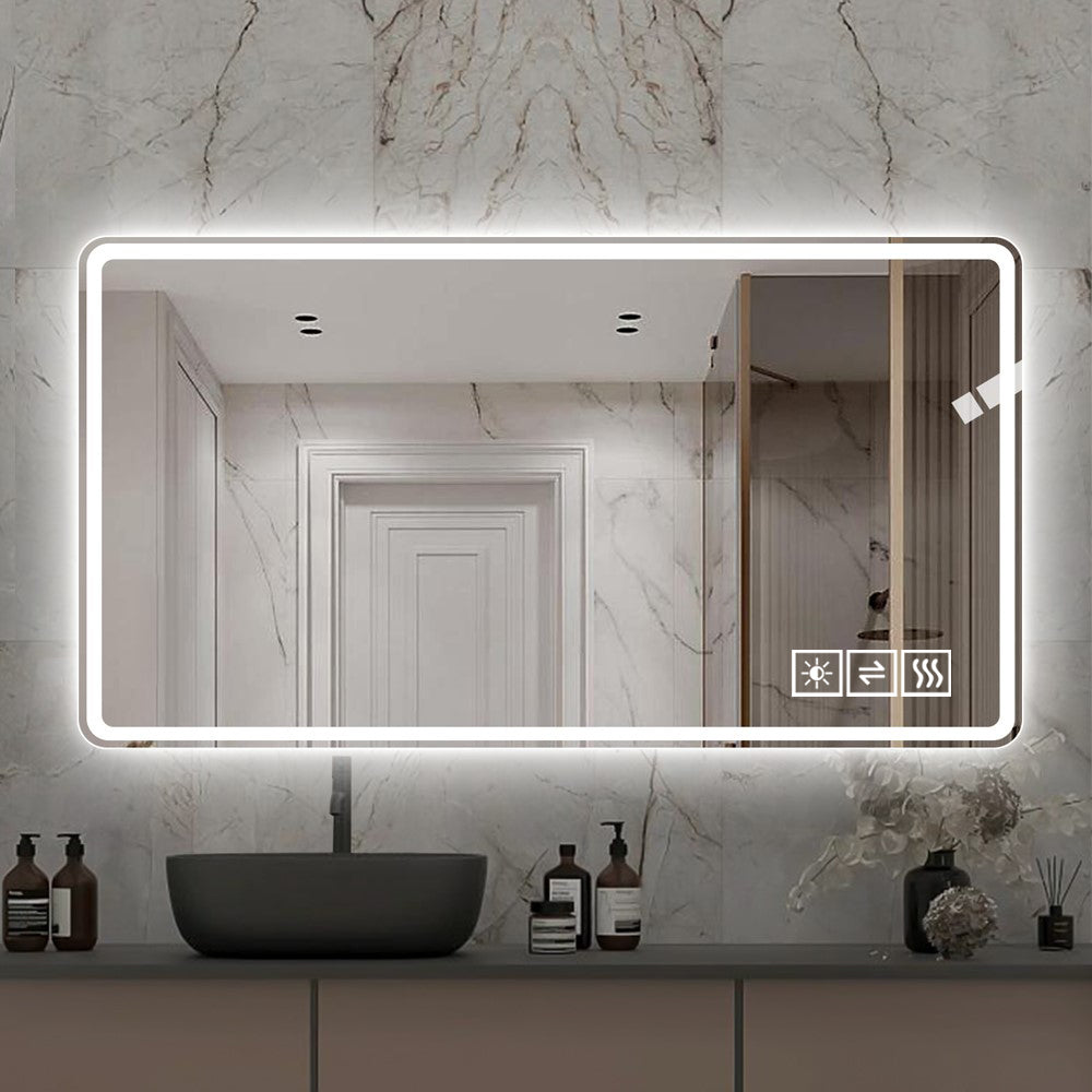 48x32 Inch LED Lighted Bathroom Mirror with Anti-Fog and Dimmable Features USA