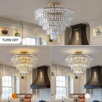 5-Tier Round Semi Flush Mount Chandelier Light USA