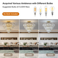 5-Tier Round Semi Flush Mount Chandelier Light USA