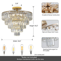 5-Tier Round Semi Flush Mount Chandelier Light USA