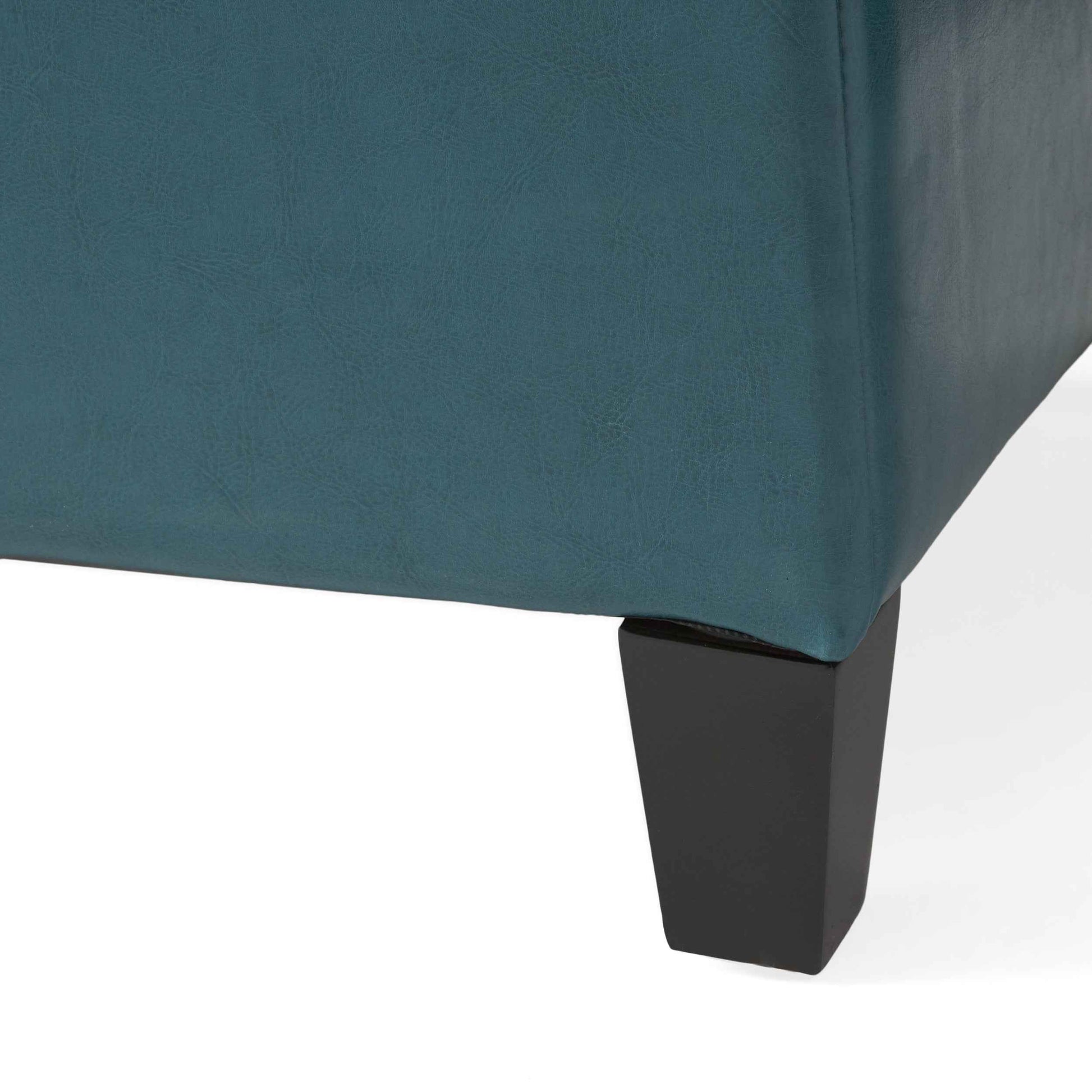 Elegant Teal Blue Leather Storage Ottoman Coffee Table