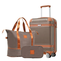 Hardshell Luggage Sets in Tan - 3 Piece Travel Bag with Spinner Wheels & TSA Lock