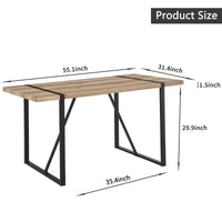 55-inch Rustic Rectangular Dining Table with Metal Legs USA