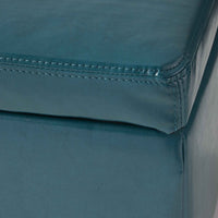 Elegant Teal Blue Leather Storage Ottoman Coffee Table