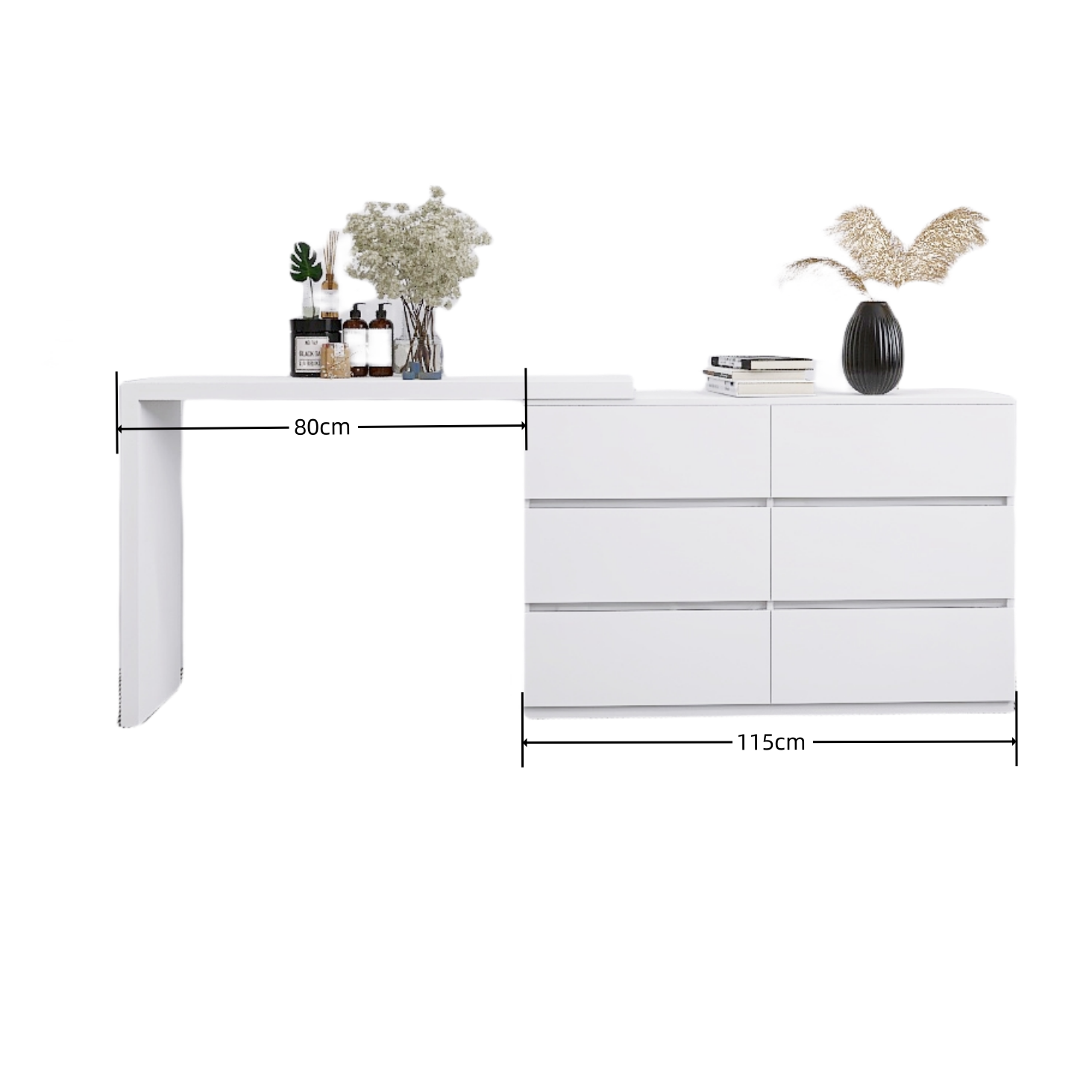 6-Drawer Chest of Drawers in White by Furnistra USA