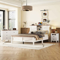 Farmhouse Chic 3-Piece Bedroom Set with Platform Bed, Dresser and Nightstand