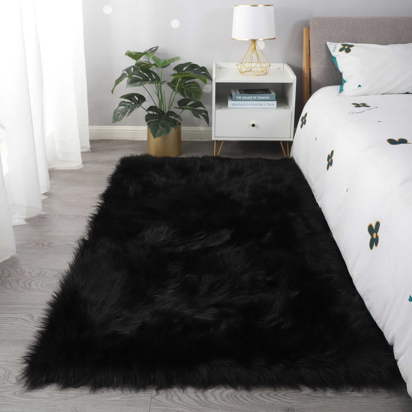 Deluxe Plush Black Shag Area Rug - Cozy, Luxurious & High-Pile