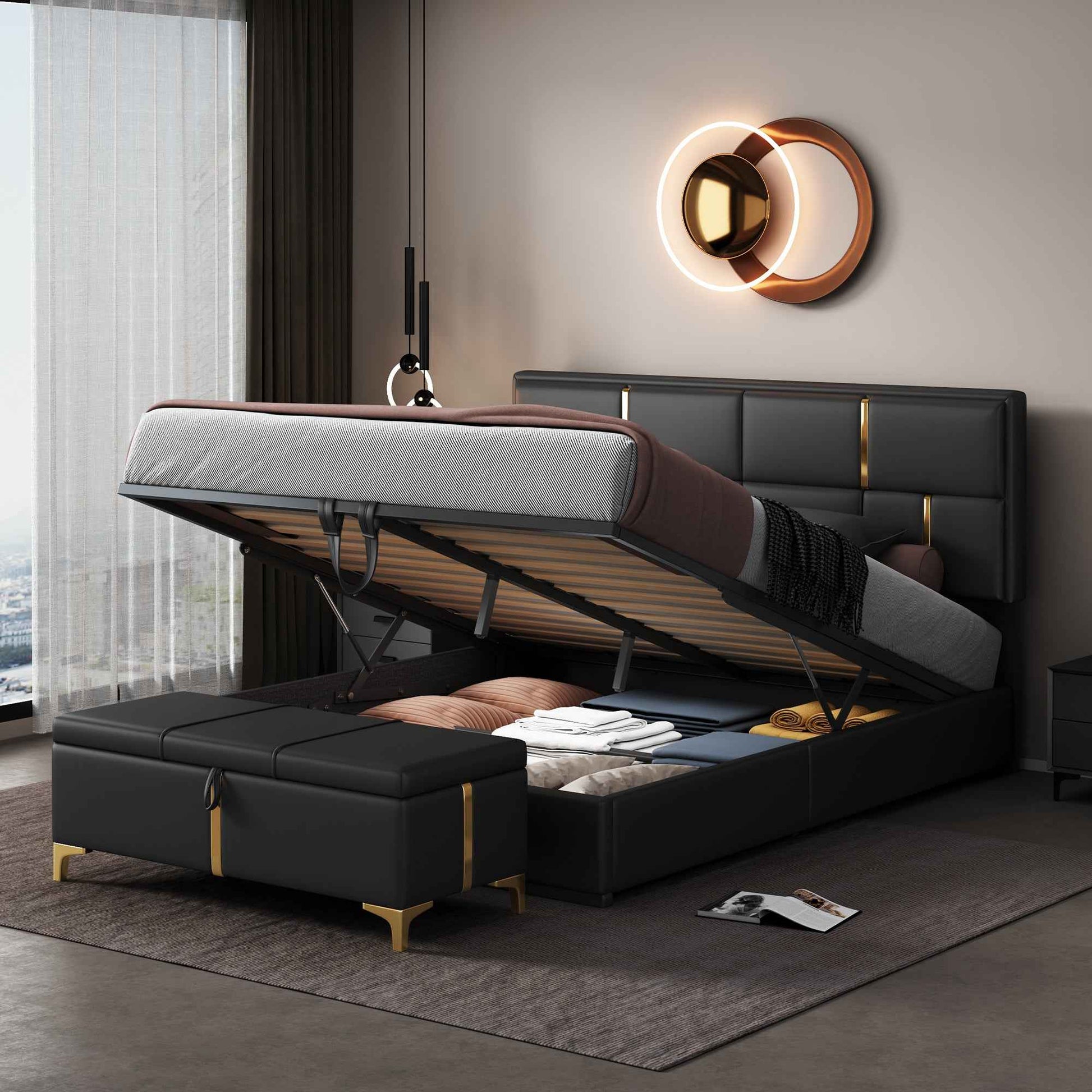 Elegant Storage Bed with Ottoman
Luxury Upholstered Queen Bed with Hidden Storage
Premium Queen Bed with Hydraulic Storage Base
Sophisticated Queen Bedroom Set with Storage Ottoman