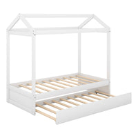 White Cottage Bunk Bed with Trundle - Stylish Wooden Bunk Bed for Kids' Bedroom- USA