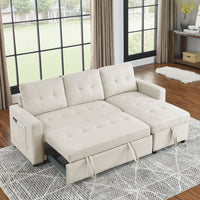 78.5 Convertible Sleeper Sectional Sofa with Storage Chaise USA