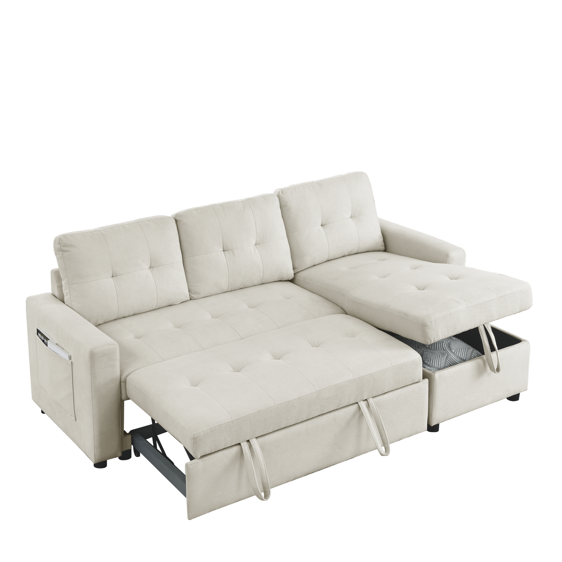 78.5 Convertible Sleeper Sectional Sofa with Storage Chaise USA