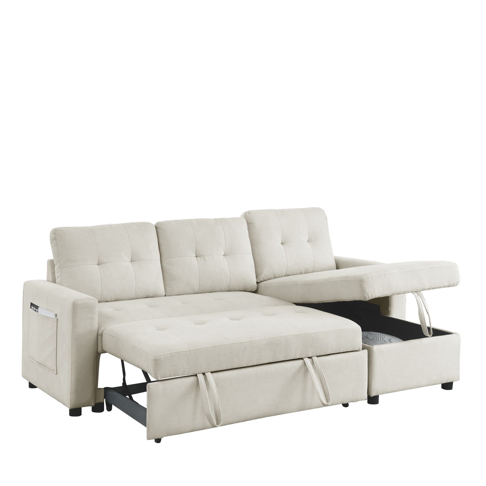 78.5 Convertible Sleeper Sectional Sofa with Storage Chaise USA