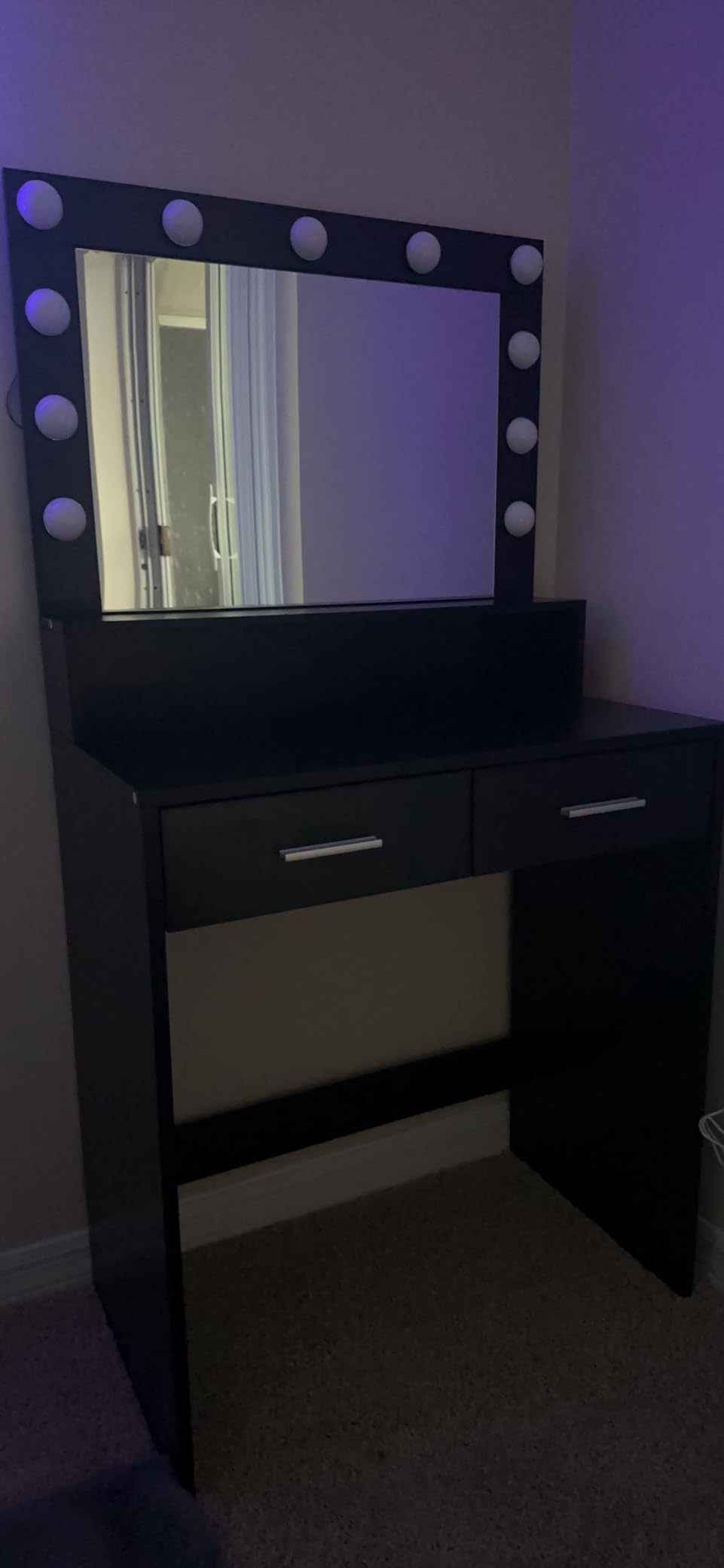 Elegant Vanity Desk with Lighted Mirror and Drawers, Bedroom Dressing Table