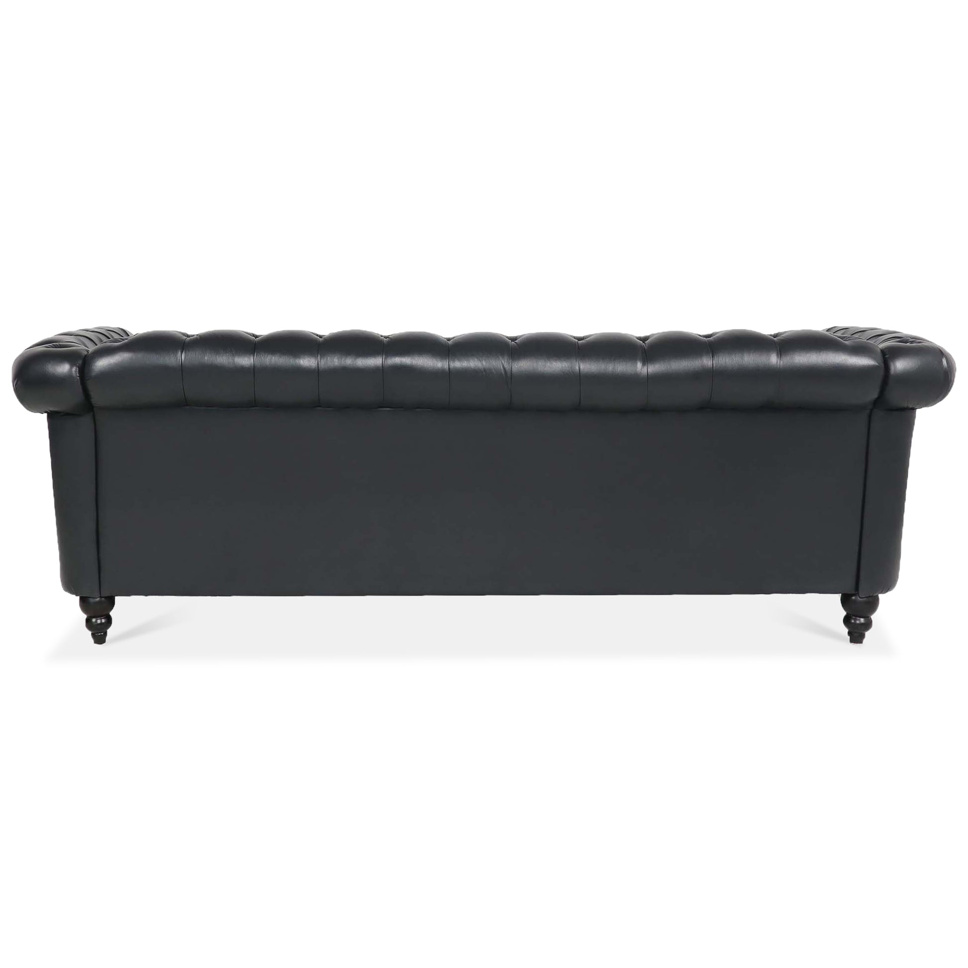 84.65 BLACK PU Rolled Arm Chesterfield Three Seater Sofa. USA