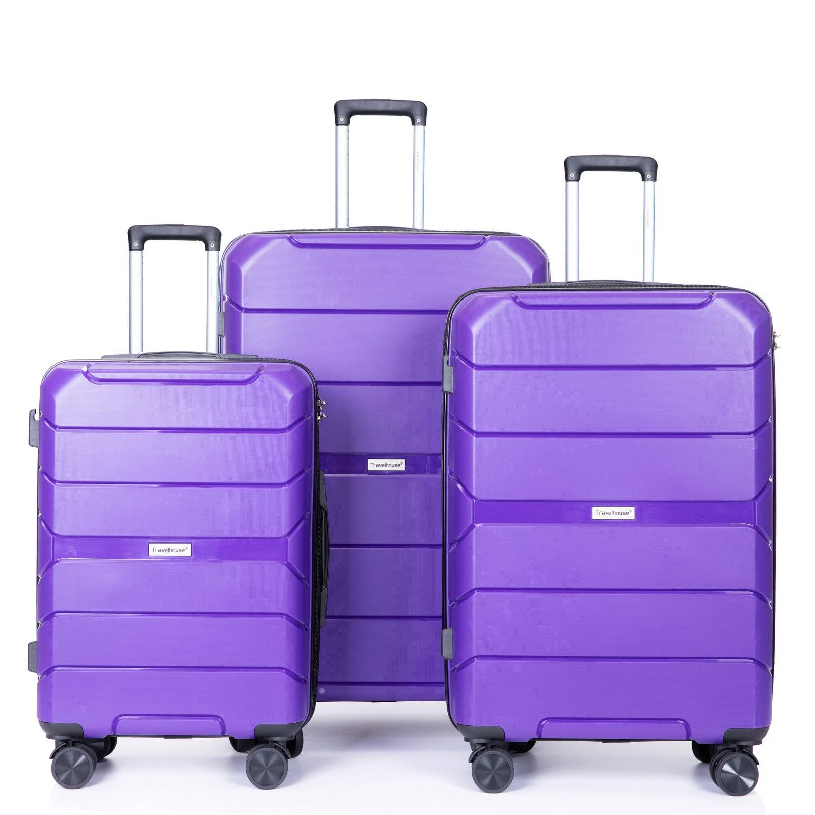 Furnistra Lightweight Durable Travel Luggage Set - 3 Piece Hardshell Suitcase with Spinner Wheels and TSA Lock, Purple