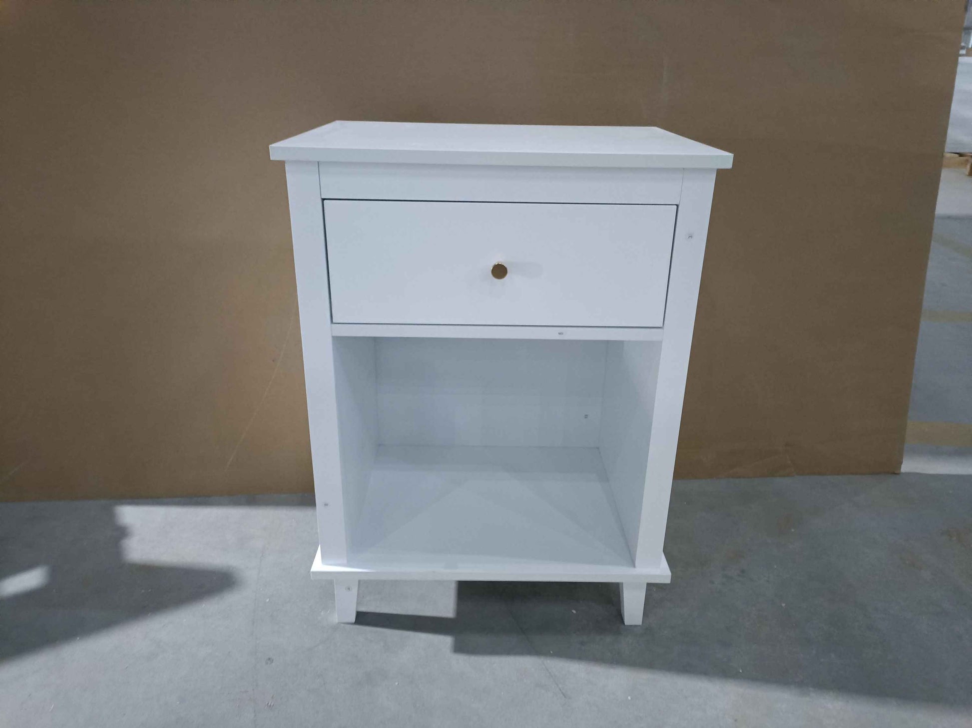 Elegant 26.77" White Wooden Nightstand with Drawer and Shelf