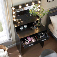 Elegant Vanity Desk with Lighted Mirror and Drawers, Bedroom Dressing Table