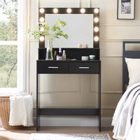 Elegant Vanity Desk with Lighted Mirror and Drawers, Bedroom Dressing Table