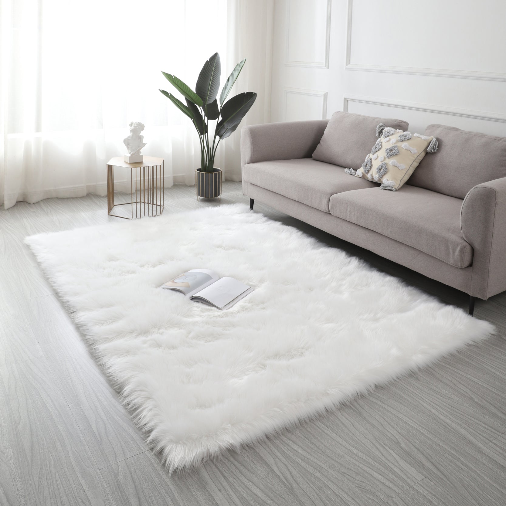 Affordable Fluffy Furnistra Faux Fur Area Rug USA