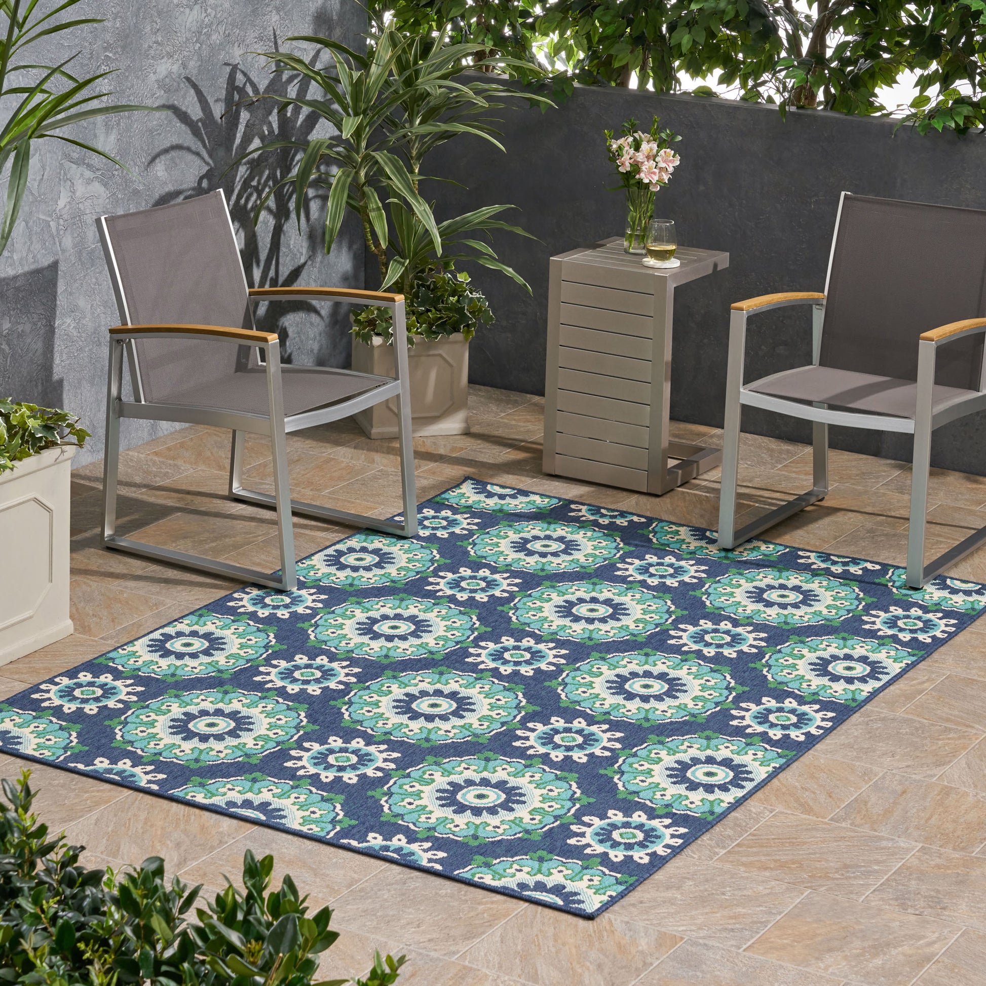 Affordable High-Quality Outdoor Patio Rug - Decorative Floral Design USA