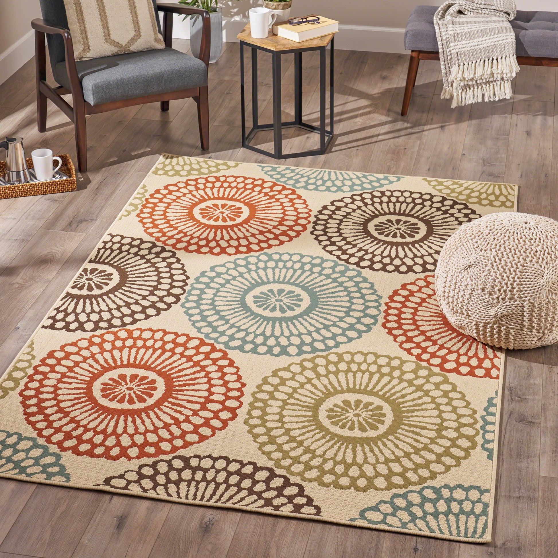 Affordable Modern Circular Area Rug with Neutral Tones USA