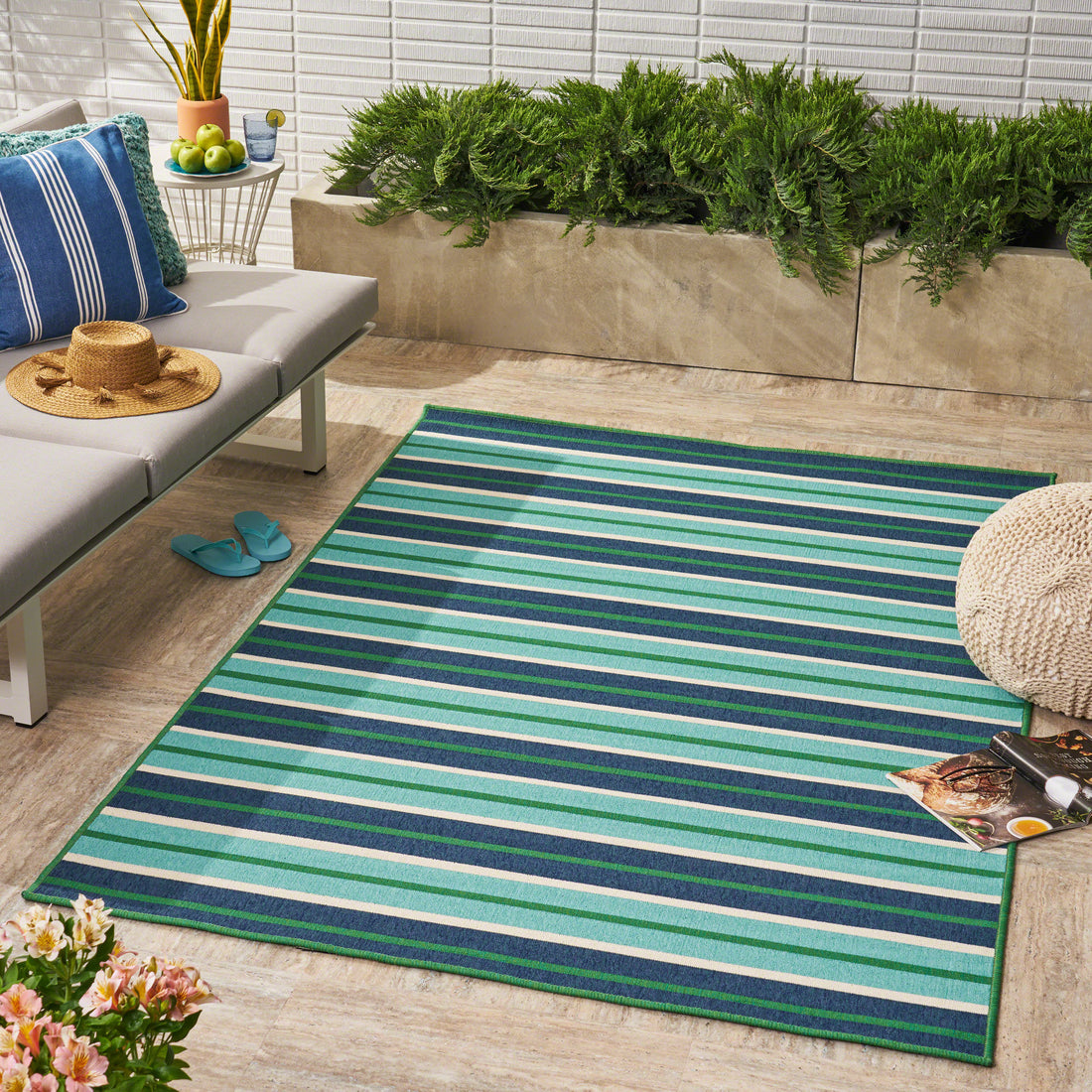 Affordable Modern Striped Outdoor Area Rug USA