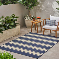 Affordable Striped Outdoor Polypropylene Rug - 53 x 7 USA