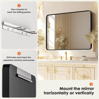 Aluminum Alloy Framed Bathroom Mirror - 36 x 24 Decorative Wall Mirror USA